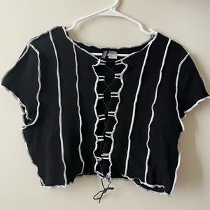 H&M Cropped Lace-Up Top